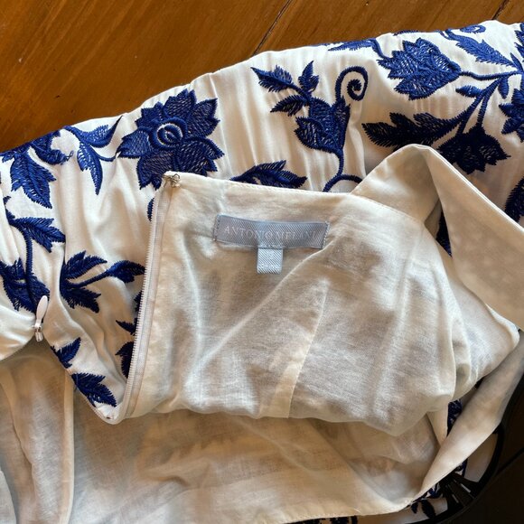 Antonio Melani Vera Floral Tiered Flounce Hem A-Line Midi Dress Size 12 Blue - Picture 3 of 4